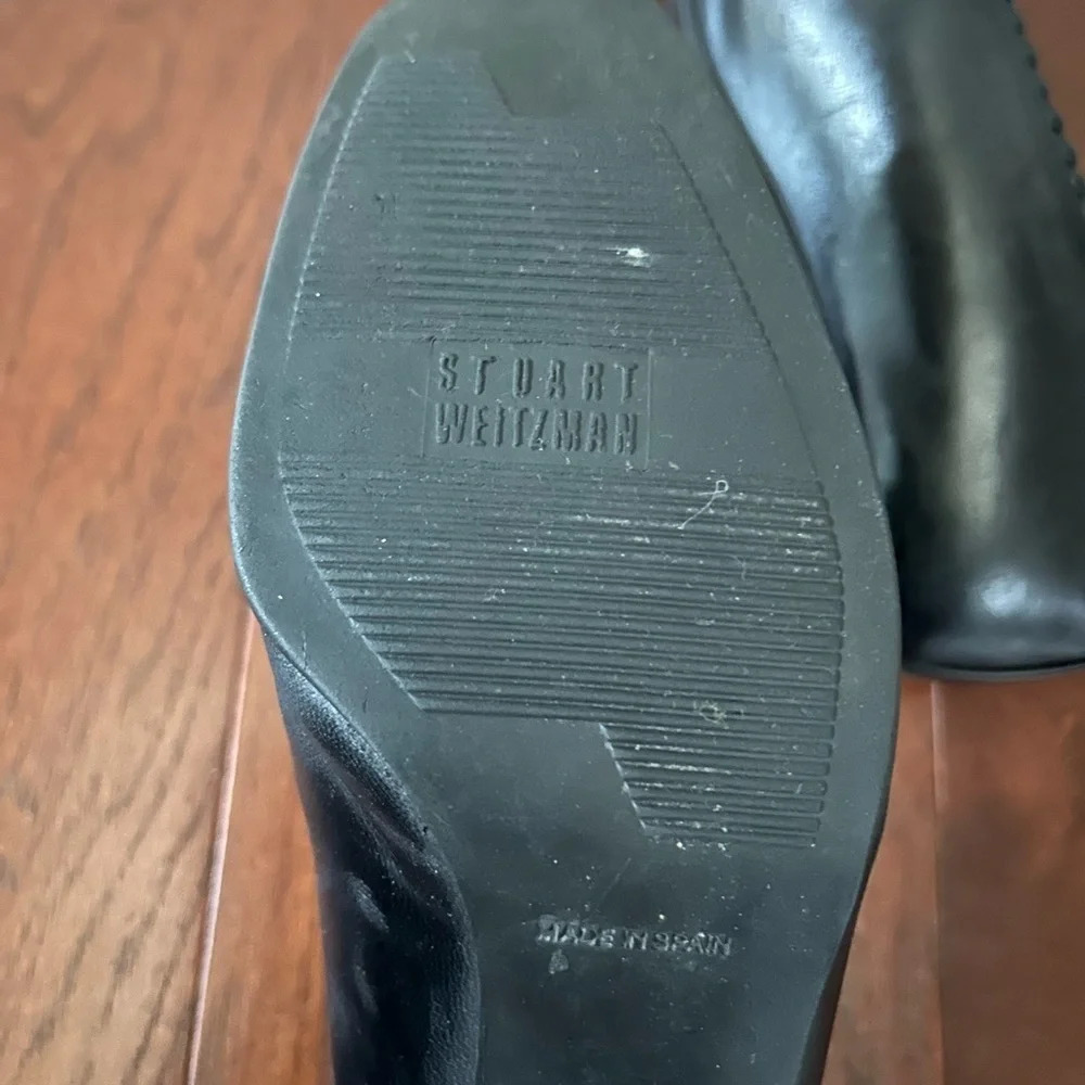 Stuart Weitzman Leather Pumps Black Acetate Trim Square-toes block heels size 7 - Picture 8 of 10